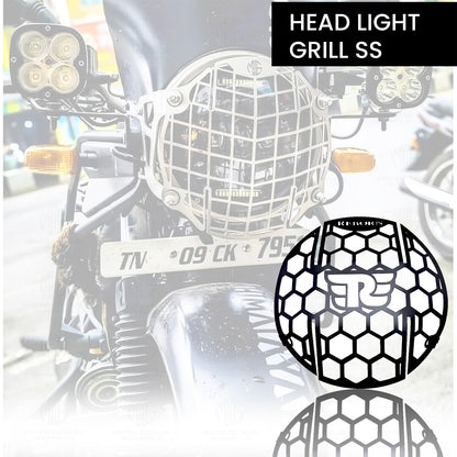 Front Headlight Grill Guard for Reborn Classic 350 |Durable Metal Protective Head Light Frame Protector-Honey Design MS - Moto Genius