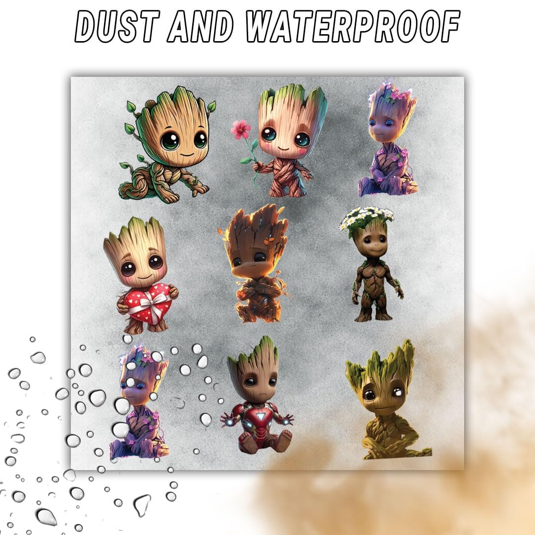 Groot 3D UV Printed Vinyl Stickers | Waterproof & Fade Resistant | Multipurpose Decal for Bike, Car, Laptop, Mobile Case, Helmet, Notebook - Moto Genius
