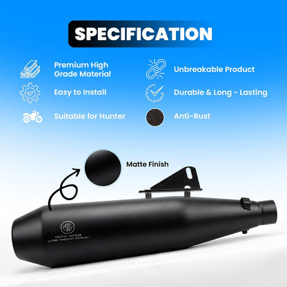 Growler Royal Enfield Hunter 350 Exhaust Silencer | Stainless Steel Motorcycle Exhaust | Durable Weather Resistant Design | Performance & Stylish Finish | Pack of 1 - Moto Genius