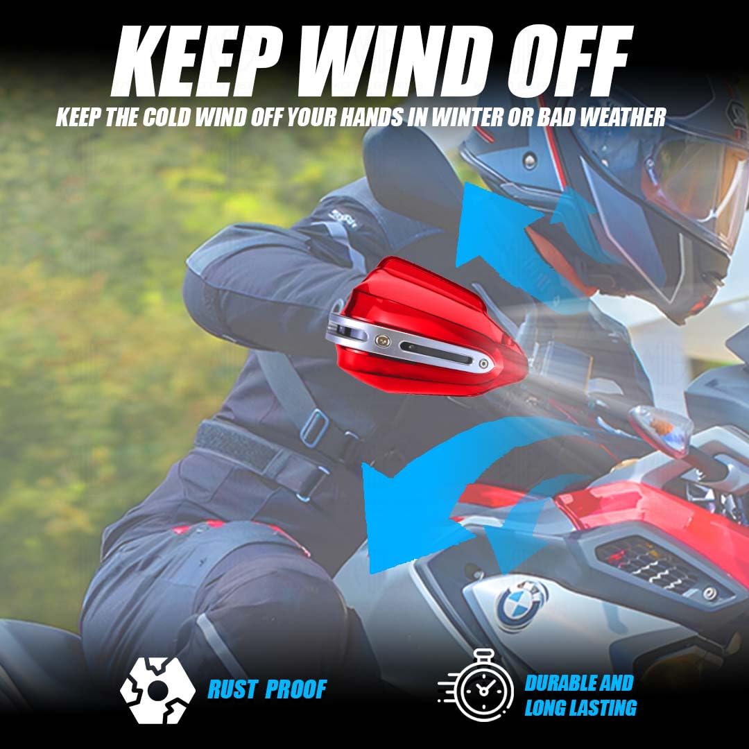 Hand Guards for BMW Motorcycle | Wind Deflectors for Hand Safety and Protection While Riding-Red - Moto Genius