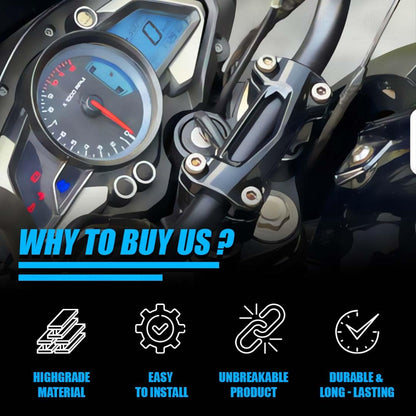 Handle bar Conversion Kit for Pulsar NS160 (Till 2022 Models) (BS4,BS6), NS125 2021-22 Model | Handlebar Height Enhanced Comfort and Control-Black - Moto Genius