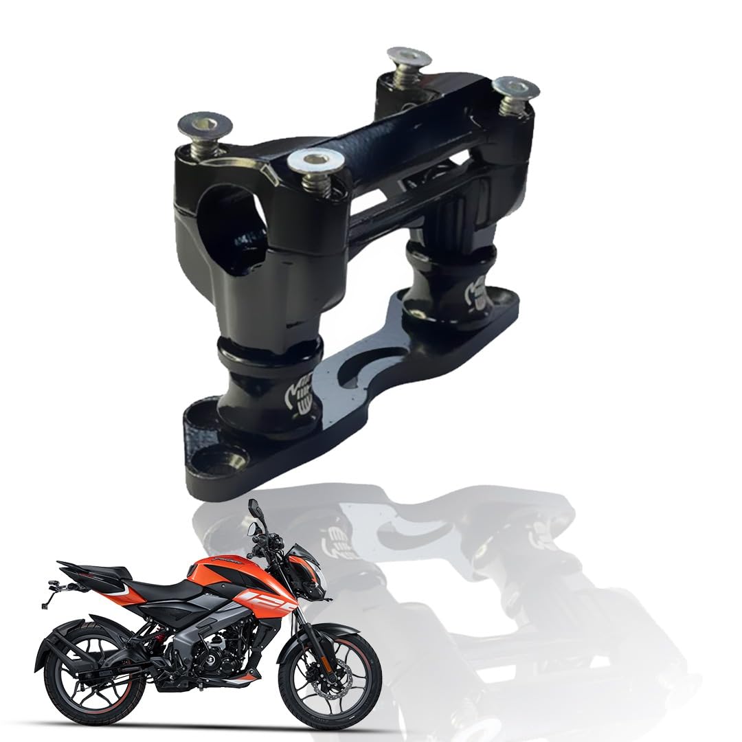 Handlebar Conversion Kit for Pulsar NS200 /160 ( USD FORK / march 2023 onwards )/125 ( march 2022 onwards ) | Aluminium Handlebar Height Adjustment for Enhanced Comfort & Control-Black - Moto Genius