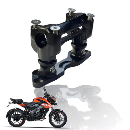 Handlebar Conversion Kit for Pulsar NS200 /160 ( USD FORK / march 2023 onwards )/125 ( march 2022 onwards ) | Aluminium Handlebar Height Adjustment for Enhanced Comfort & Control-Black - Moto Genius