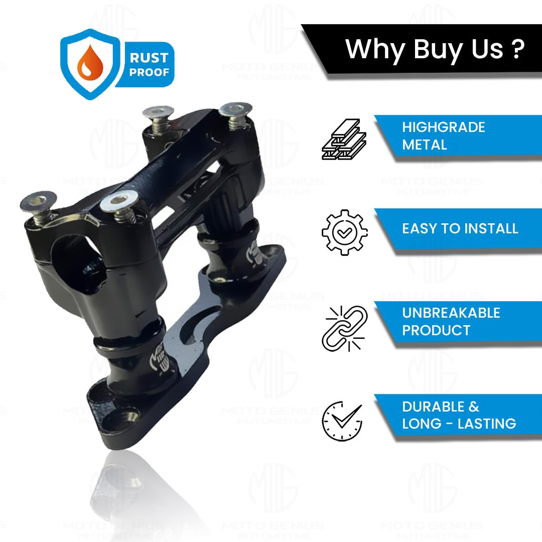 Handlebar Conversion Kit for Pulsar NS200 /160 ( USD FORK / march 2023 onwards )/125 ( march 2022 onwards ) | Aluminium Handlebar Height Adjustment for Enhanced Comfort & Control-Black - Moto Genius
