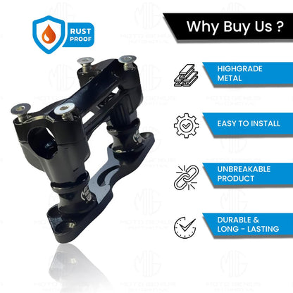 Handlebar Conversion Kit for Pulsar NS200 /160 ( USD FORK / march 2023 onwards )/125 ( march 2022 onwards ) | Aluminium Handlebar Height Adjustment for Enhanced Comfort & Control-Black - Moto Genius