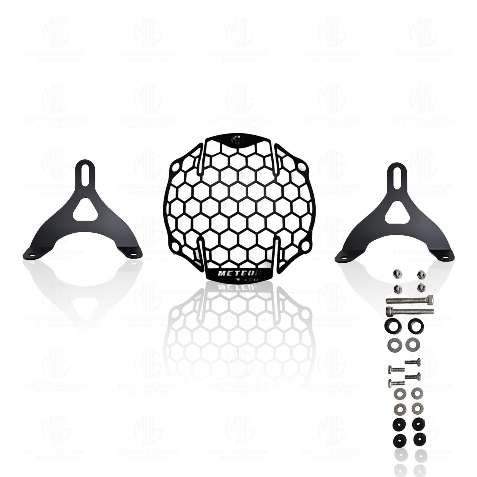 Headlight Grill Guard for RE Meteor |Durable Stainless Steel Protective Cover for Motorcycle Lights-Black - Moto Genius