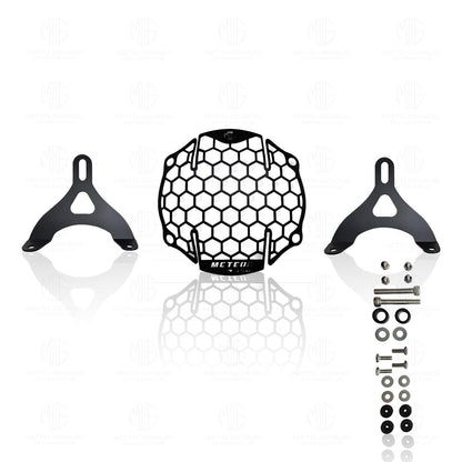 Headlight Grill Guard for RE Meteor |Durable Stainless Steel Protective Cover for Motorcycle Lights-Black - Moto Genius