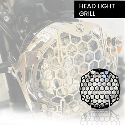 Headlight Grill Guard for RE Meteor |Durable Stainless Steel Protective Cover for Motorcycle Lights-Black - Moto Genius