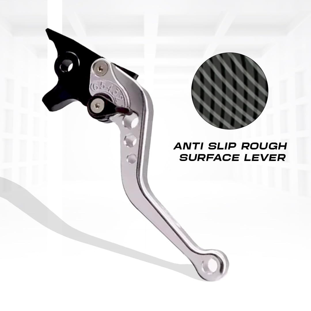 Heavy Duty 6-Position Adjustable Clutch and Brake Lever Set for RE Bullet 350 ( old bs3 & bs4 models only )| CNC Aluminum | Motorbike Hand Levers | Easy Install-Silver - Moto Genius