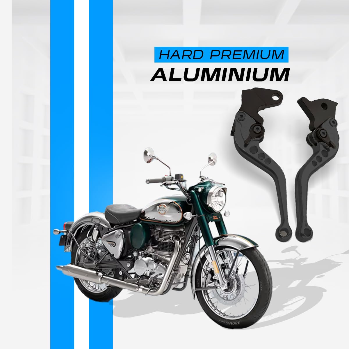 Heavy Duty 6-Position Adjustable Clutch and Brake Lever Set for RE Bullet 350 ( old bs3 & bs4 models only )| CNC Aluminum | Motorbike Hand Levers | Easy Install-Black - Moto Genius