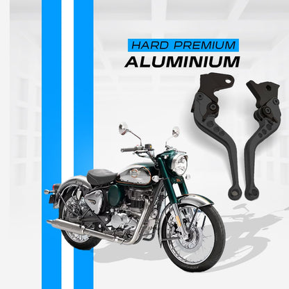 Heavy Duty 6-Position Adjustable Clutch and Brake Lever Set for RE Bullet 350 ( old bs3 & bs4 models only )| CNC Aluminum | Motorbike Hand Levers | Easy Install-Black - Moto Genius