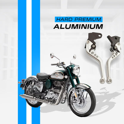 Heavy Duty 6-Position Adjustable Clutch and Brake Lever Set for RE Bullet 350 ( old bs3 & bs4 models only )| CNC Aluminum | Motorbike Hand Levers | Easy Install-Silver - Moto Genius