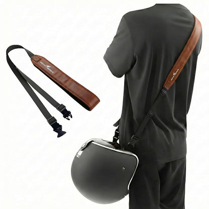 Helmet carrier shoulder Belt / Strap, Hands-Free, Adjustable, Breathable Polyester Shoulder Strap for Easy Helmet Carry-Brown - Moto Genius
