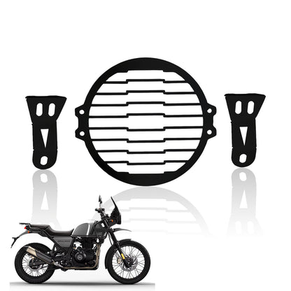 Front Headlight Grill Guard for RE Himalayan BS3/BS4/BS6/Scram Motorbike | Durable Metal Protective Head Light Frame Protector (Line Design)