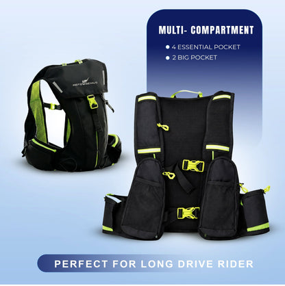 Hydration Backpack with 2L BPA-Free Bladder, Ultra-Lightweight No-Bounce Fit, Multi-Compartment Storage, Reflective Safety Strips, Ideal for Hiking, Cycling, Running, Camping & Outdoor Sports-Neon Blue - Moto Genius