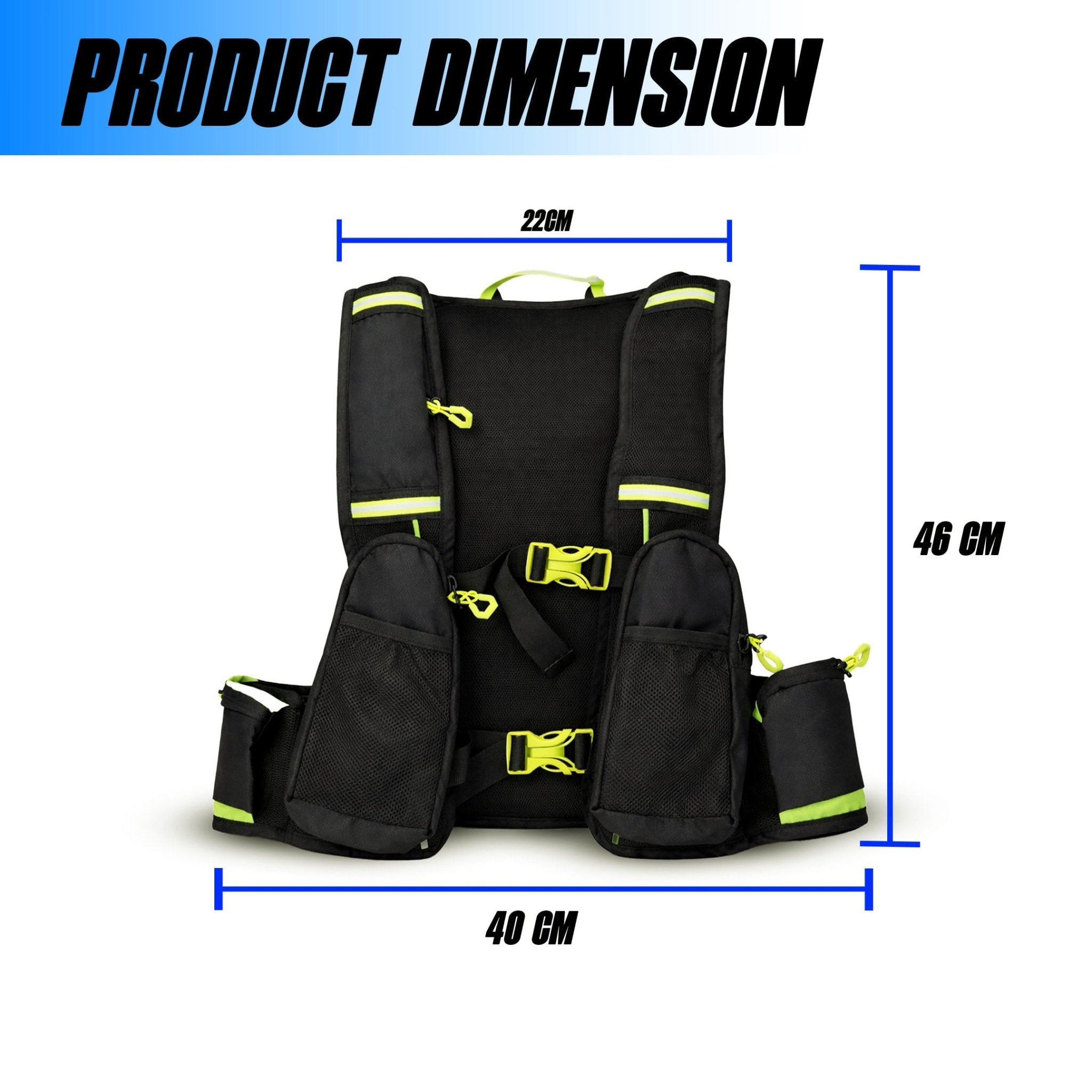 Hydration Backpack with 2L BPA-Free Bladder, Ultra-Lightweight No-Bounce Fit, Multi-Compartment Storage, Reflective Safety Strips, Ideal for Hiking, Cycling, Running, Camping & Outdoor Sports-Neon Blue - Moto Genius
