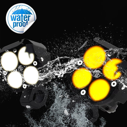 JX30 WITHOUT HARNESS 60W piece 4-Lens LED Auxiliary Fog Light for Motorcycles & Cars | Universal Fit | High Brightness | Waterproof | Night & Fog Riding (MGF2) - Moto Genius