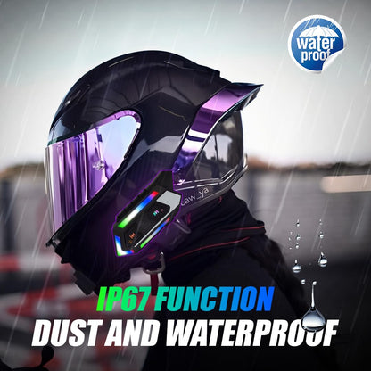 JYD-C10 Motorcycle Bluetooth Headset for Helmet | Dual Earphones with Mic, Hands-Free Calling, Music Control, Connects 2 Phones, Long Battery Life, Compatible with iOS & Android Devices - Moto Genius