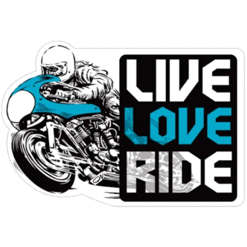 Live-love-Ride 3D Vinyl Sticker Waterproof Decals for Motorcycle, Helmet & Laptop | Edgy Aesthetic Stickers for Bikes and cars - Moto Genius