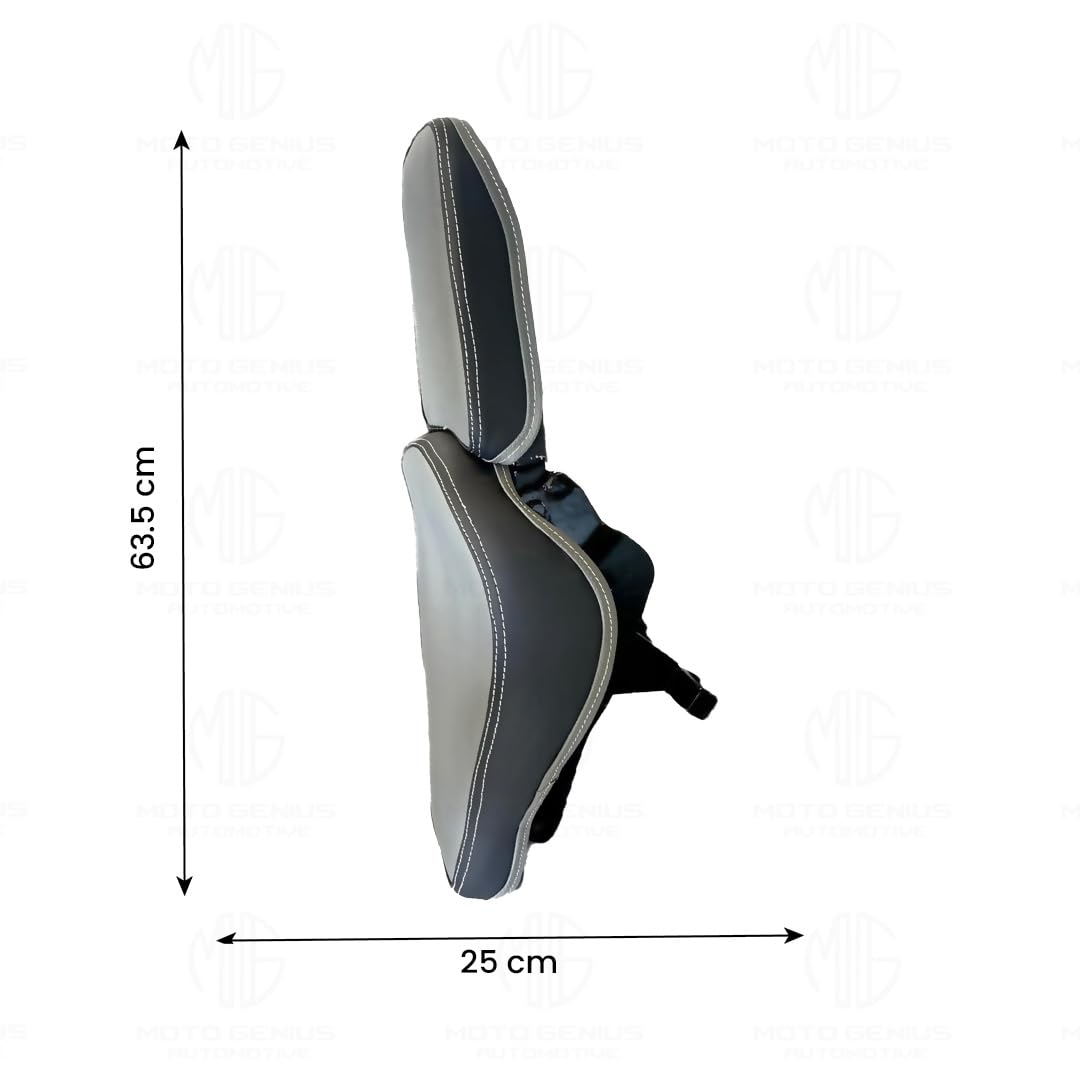 Metal Foldable Dual Seat with Footrest for Jawa 42 Bobber | Durable Metal Frame | Comfortable Rider and Passenger Seat | Premium Leather Upholstery | Custom Design-Grey - Moto Genius