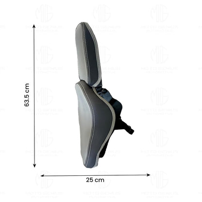 Metal Foldable Dual Seat with Footrest for Jawa 42 Bobber | Durable Metal Frame | Comfortable Rider and Passenger Seat | Premium Leather Upholstery | Custom Design-Grey - Moto Genius
