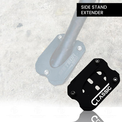 Metal Side Stand Extender for Classic Reborn 350 | Heavy Duty Parking Support and Stability Enhancer-Black - Moto Genius