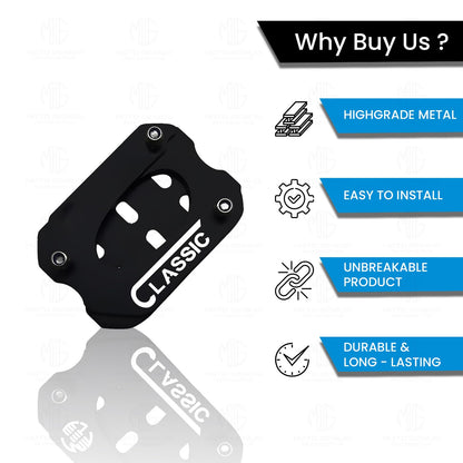 Metal Side Stand Extender for Classic Reborn 350 | Heavy Duty Parking Support and Stability Enhancer-Black - Moto Genius