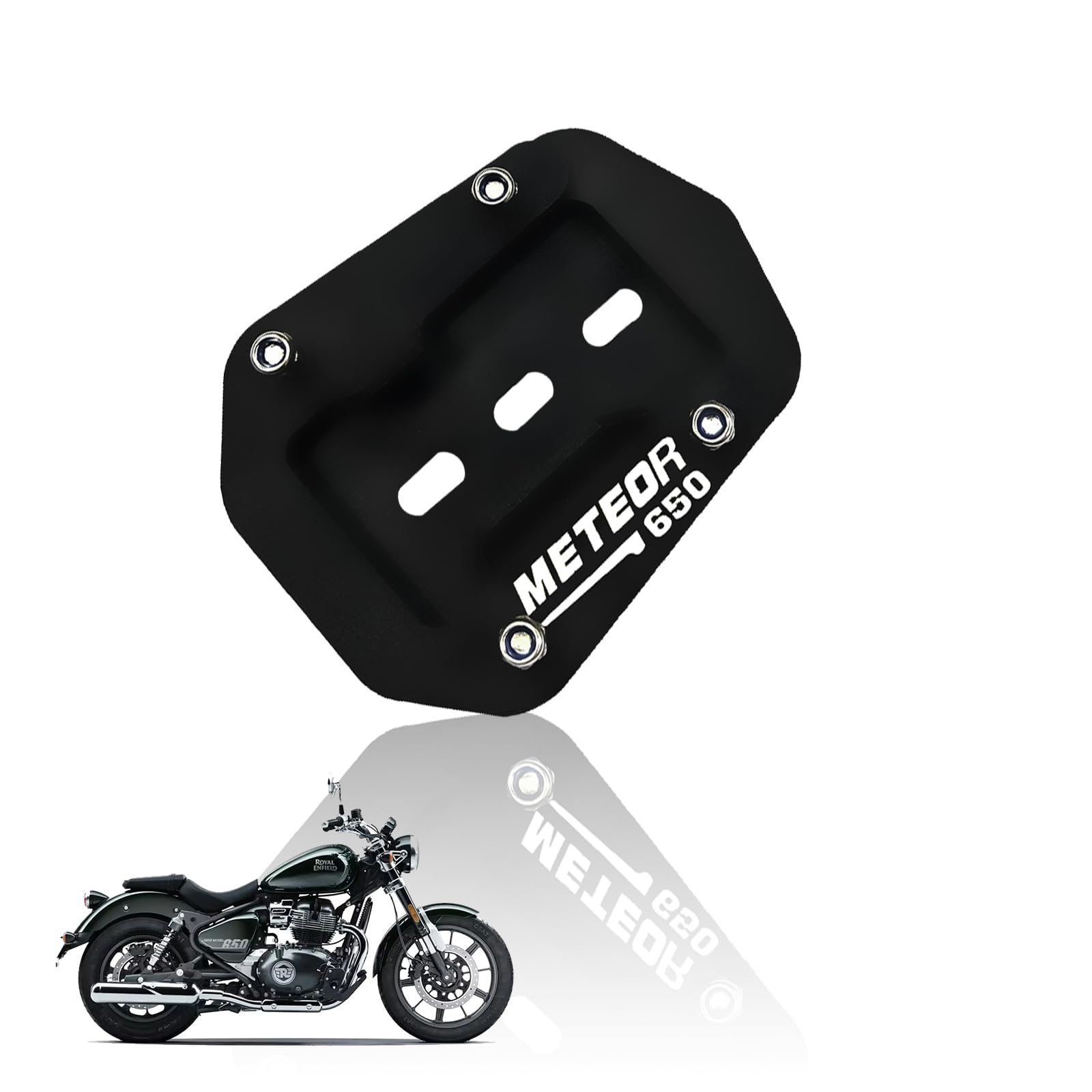 Metal Side Stand Extender for RE Super Meteor 650 | Heavy Duty Parking Support and Stability Enhancer, Durable Corrosion-Resistant Metal, Easy Installation (1PC)-Black - Moto Genius