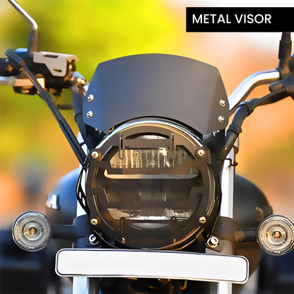 Metal Visor Windscreen Windshield Deflector for Honda H'ness CB 350 | Heavy Quality Flyscreen with Mount for Motorbike | Wind Shield Protector - Moto Genius