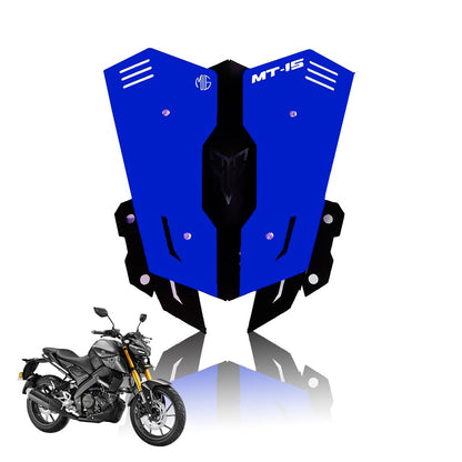Metal Visor Windscreen Windshield Deflector for MT 15 | Heavy Quality Flyscreen with Mount for Motorbike | Wind Sheld Protector-Blue Black - Moto Genius