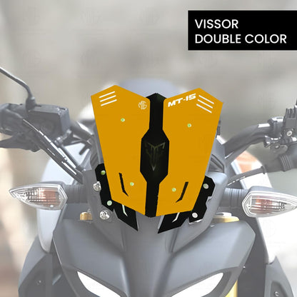 Metal Visor Windscreen Windshield Deflector for MT 15 | Heavy Quality Flyscreen with Mount for Motorbike | Wind Sheld Protector-Gold+Black - Moto Genius
