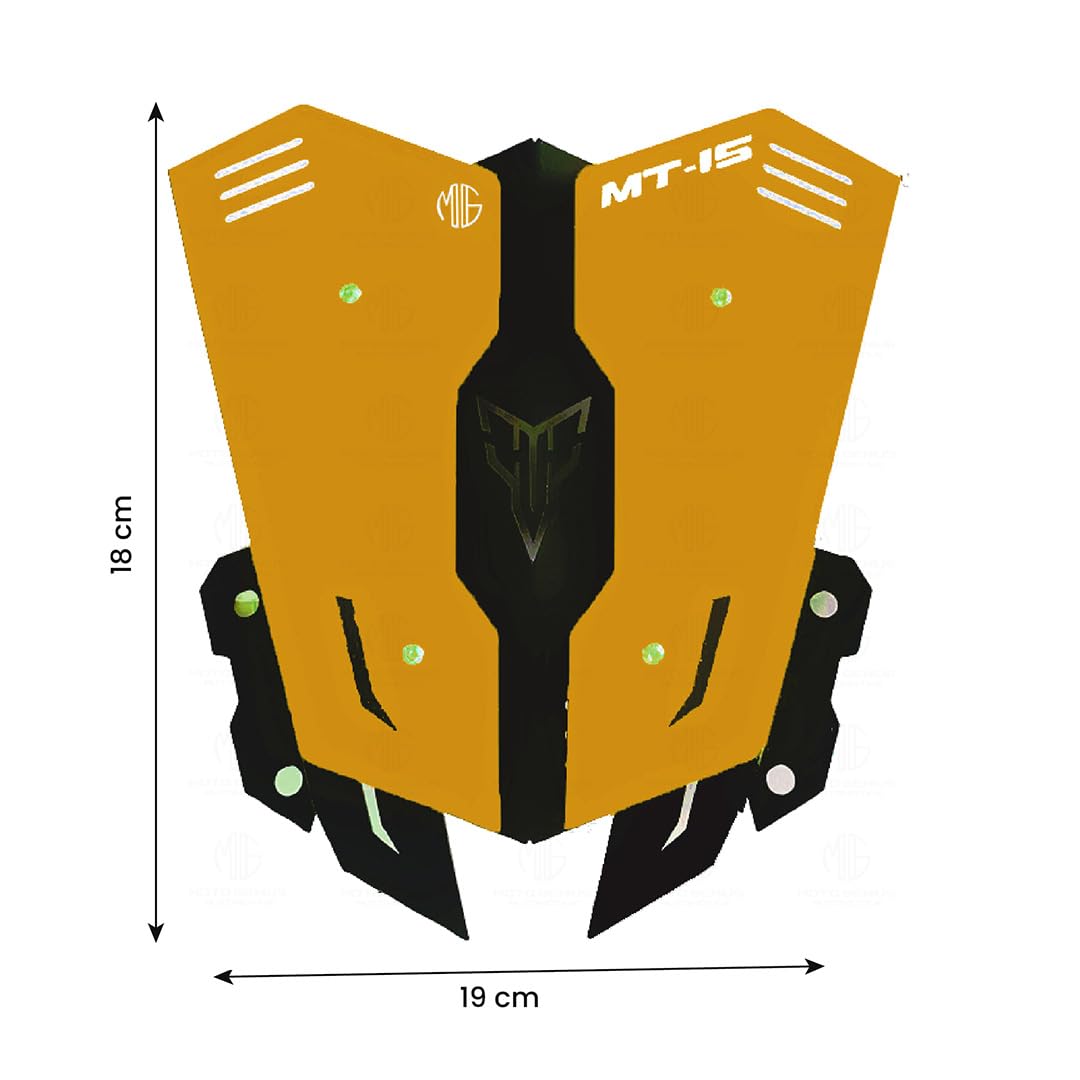 Metal Visor Windscreen Windshield Deflector for MT 15 | Heavy Quality Flyscreen with Mount for Motorbike | Wind Sheld Protector-Gold+Black - Moto Genius