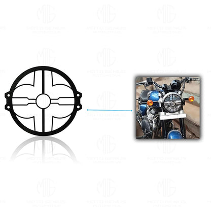 Meteor 650 Motorbike Accessories Kit | Metal Flower Shape Headlight Grill, Cylinder Guard, Side Stand Extender & Oil Reservoir Caps for RE Meteor 650 | Heavy-Duty Metal | Pack of 5 - Moto Genius