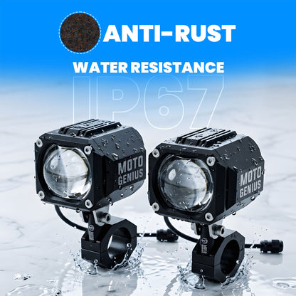MK07 WITH HARNESS 80W piece High-Performance LED Auxiliary Fog Light | Single Lens | Yellow Low Beam & White High Beam | With Wiring Harness & Switch(Pack of 2) (MGF3) - Moto Genius