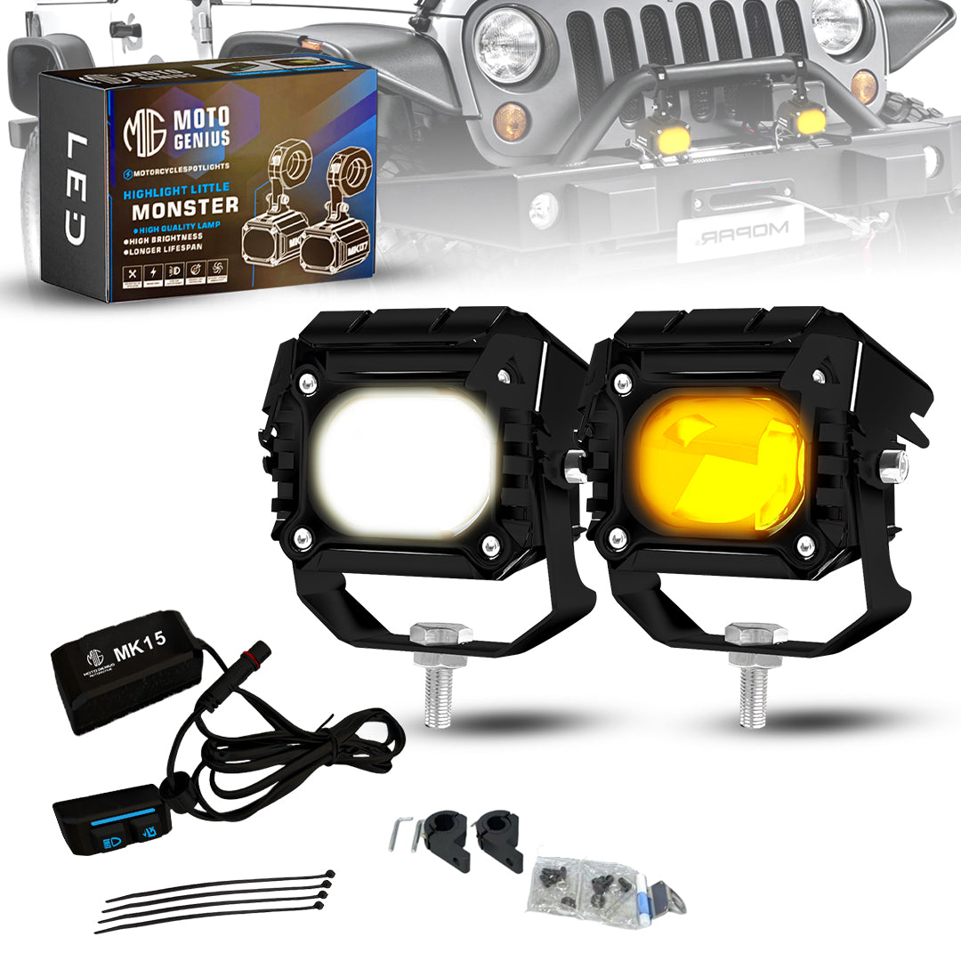 MK15 WITH HARNESS 60W Single LED Auxiliary Fog Light | High-Performance Motorcycle Lighting | Durable & Easy Mount (Pack of 2) (MGF3)