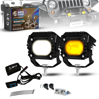 MK15 WITH HARNESS 60W Single LED Auxiliary Fog Light | High-Performance Motorcycle Lighting | Durable & Easy Mount (Pack of 2) (MGF3)