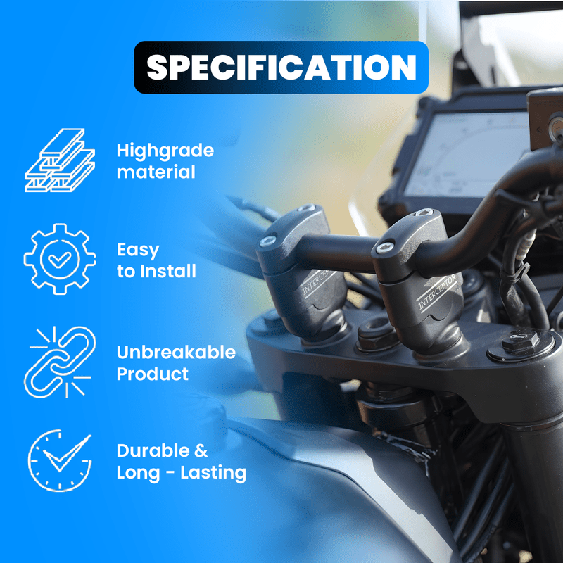 MOTO GENIUS Interceptor 650 Adjustable Handlebar Riser Clamp – Premium Aluminium Handle Bar Riser for Enhanced Comfort & Control - Moto Genius