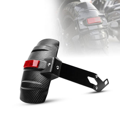 MOTO GENIUS Universal Motorcycle Rear Mudguard Tyre Hugger with Reflector | Carbon Shade Plastic | Anti-Splash Rear Fender for All Bikes - Moto Genius