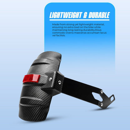 MOTO GENIUS Universal Motorcycle Rear Mudguard Tyre Hugger with Reflector | Carbon Shade Plastic | Anti-Splash Rear Fender for All Bikes - Moto Genius