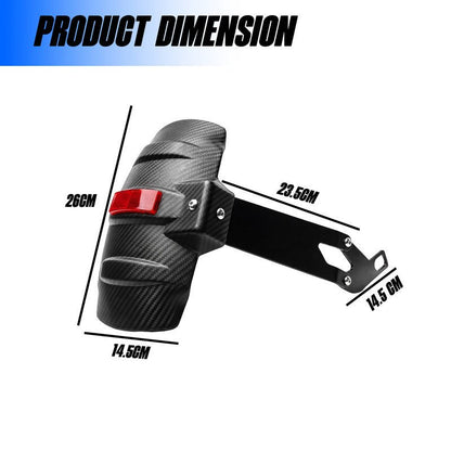 MOTO GENIUS Universal Motorcycle Rear Mudguard Tyre Hugger with Reflector | Carbon Shade Plastic | Anti-Splash Rear Fender for All Bikes - Moto Genius