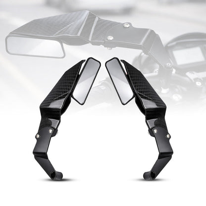 MOTO GENIUS Universal Motorcycle Rear View Mirrors 2Pcs, Carbon Design Side Mirrors, 360° Adjustable, CNC Durable Build, Compatible with York fitting Bikes - Moto Genius