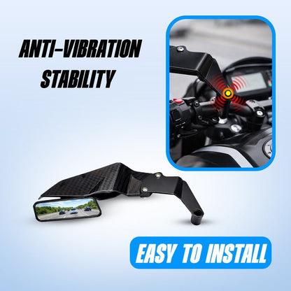 MOTO GENIUS Universal Motorcycle Rear View Mirrors 2Pcs, Carbon Design Side Mirrors, 360° Adjustable, CNC Durable Build, Compatible with York fitting Bikes - Moto Genius