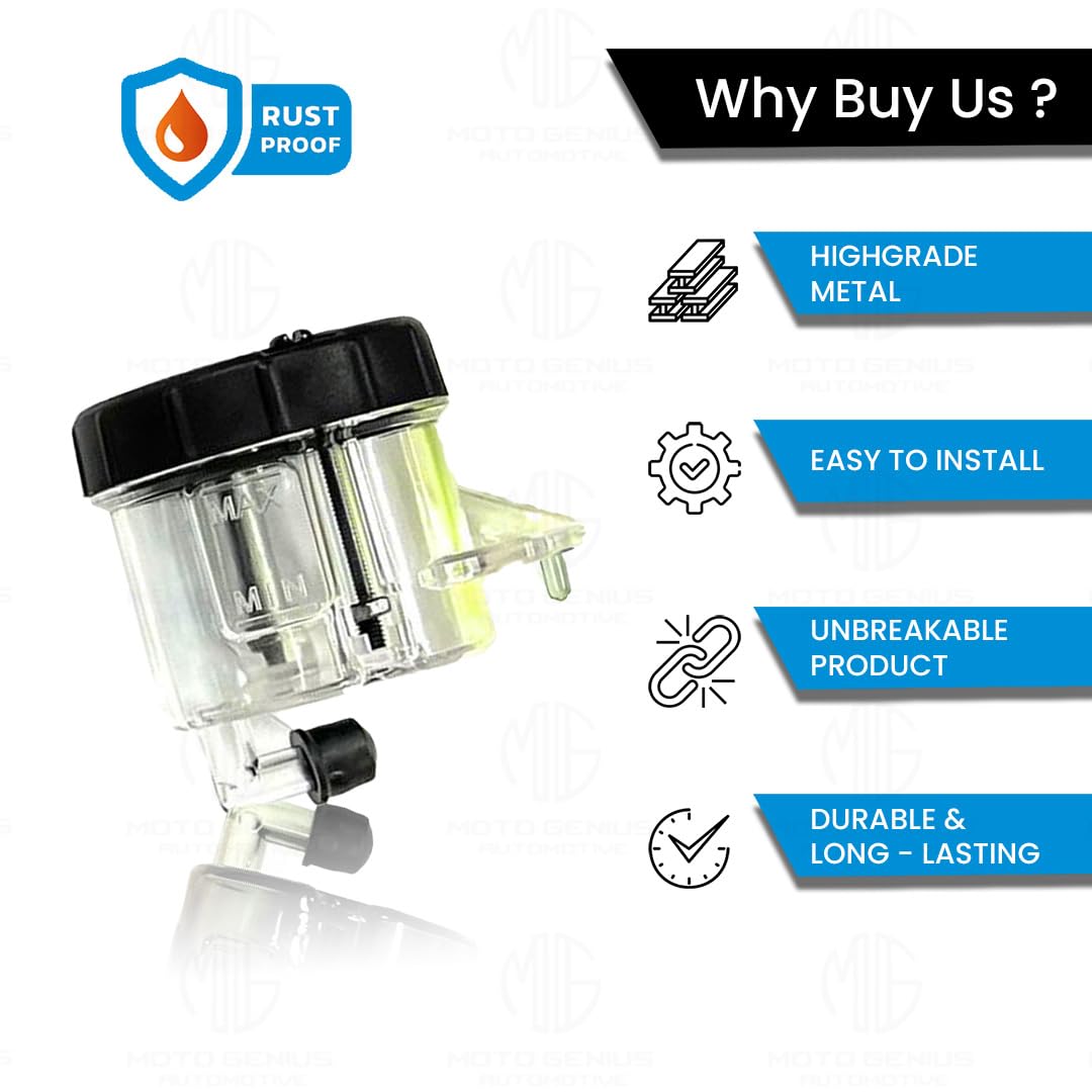 Moto GENIUSUniversal Motorcycle Front Brake Master Cylinder Oil Reservoir Tank Cup | Durable Replacement for Hydraulic Brake and Clutch Systems-Grey - Moto Genius