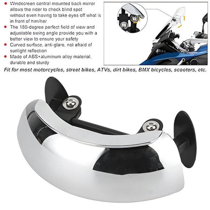 Motorcycle 180° Wide-Angle Rearview visor Mirror – Adjustable Windscreen Mount Convex Mirror for Blind Spot Elimination & Enhanced Riding Safety - Moto Genius