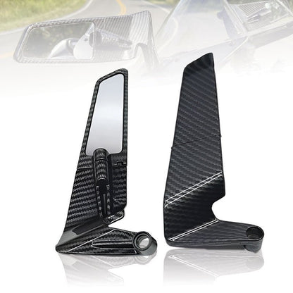 MOTOT GENIUS Carbon Coated Motorcycle Rearview Mirrors – CNC Metal 180° Rotatable Universal Side Mirrors with Stealth Wind Wing Design, 10mm & 8mm Mounts for Bikes and Scooters - Moto Genius