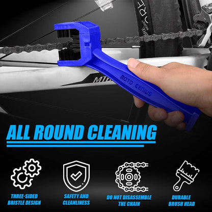Multi-Purpose Bike Chain Cleaner Brush with Soft & Long Bristles for Motorcycle & Cycle Chain Cleaning-Blue - Moto Genius