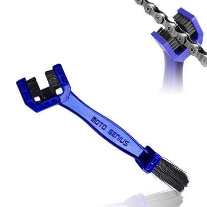 Multi-Purpose Bike Chain Cleaner Brush with Soft & Long Bristles for Motorcycle & Cycle Chain Cleaning-Blue - Moto Genius