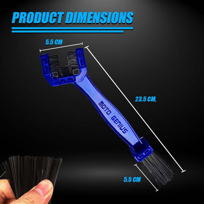 Multi-Purpose Bike Chain Cleaner Brush with Soft & Long Bristles for Motorcycle & Cycle Chain Cleaning-Blue - Moto Genius
