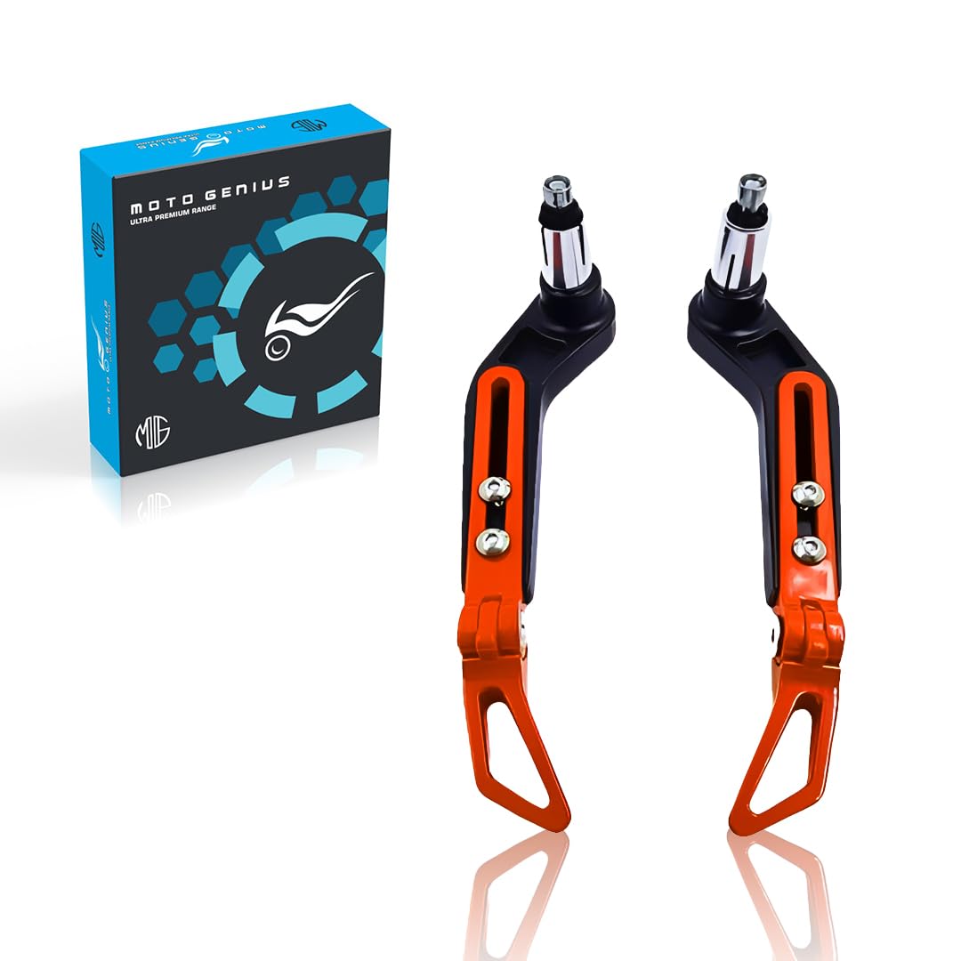 Premium Adjustable CNC Brake Clutch Lever Protector Guard for Motorcycles & Bikes – Universal Fit-Orange - Moto Genius