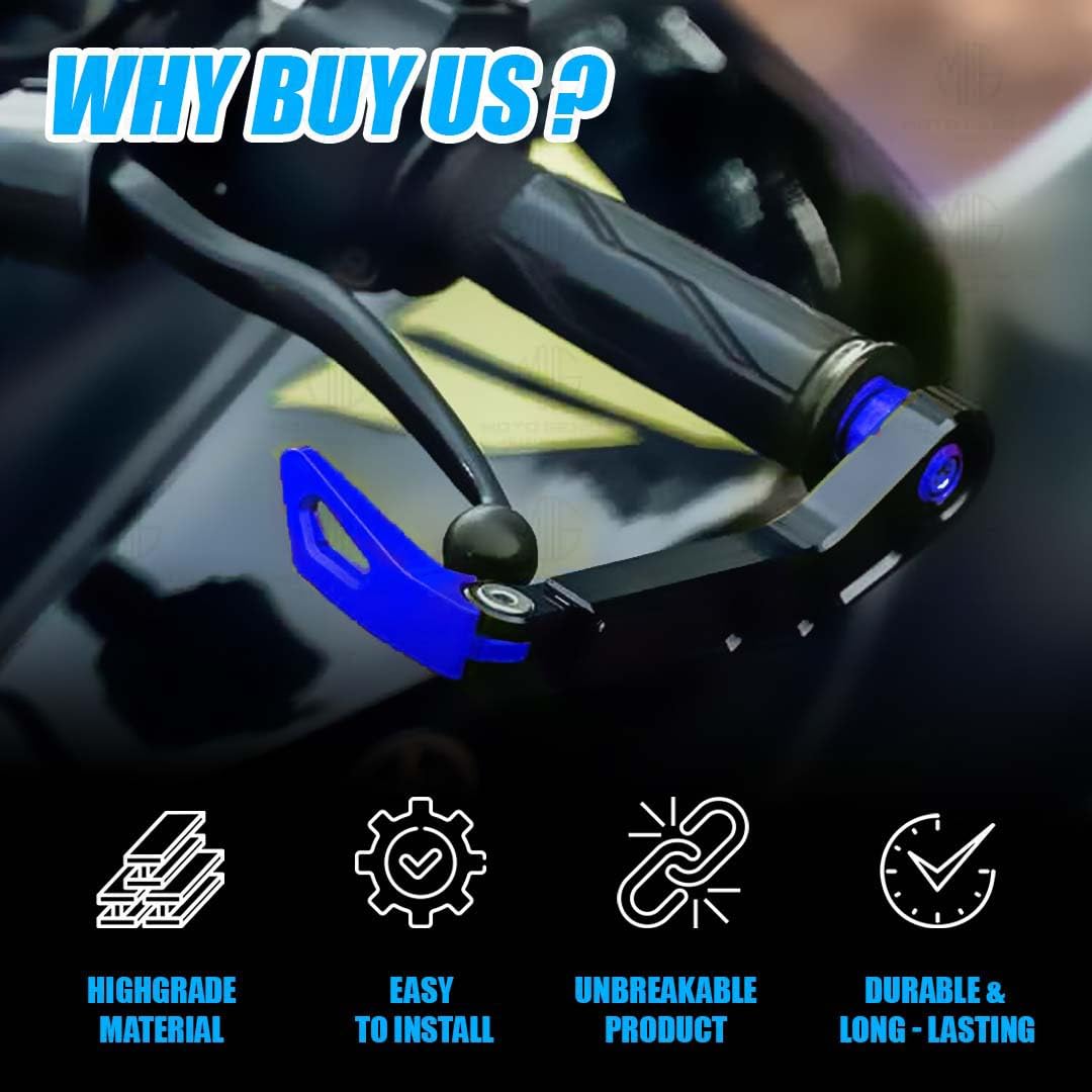 Premium Adjustable CNC Brake Clutch Lever Protector Guard for Motorcycles & Bikes – Universal Fit-Blue - Moto Genius